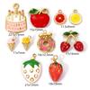 1 Pièce Breloques en Acier Inoxydable 304 Plaqué Or 18K Émail Gâteau Fruit Fraise Beignet Citron Pomme Pendentif Pour Collier DIY