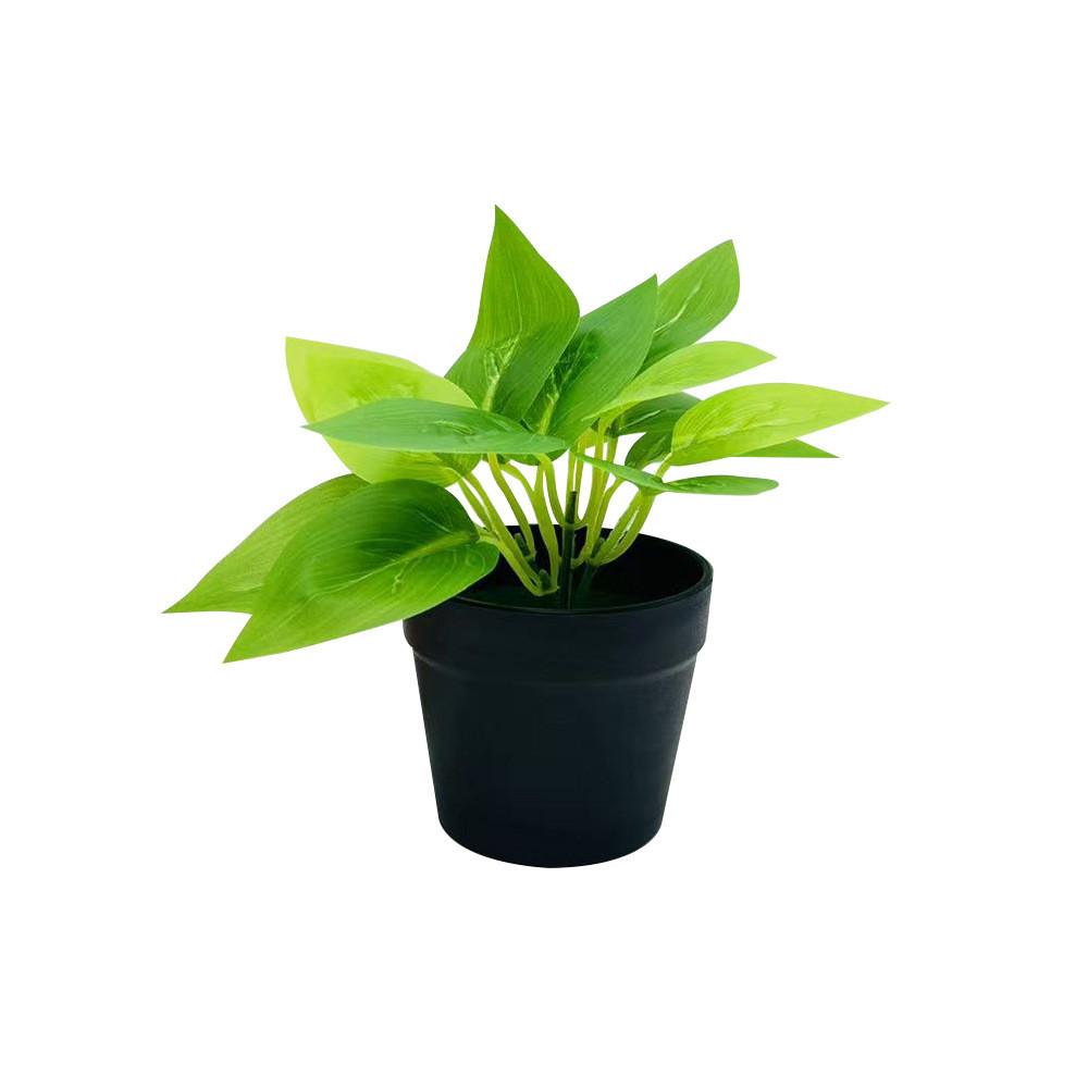 Mini Plastic Green Plant Pot With Realistic Foliage For Home Office Decor