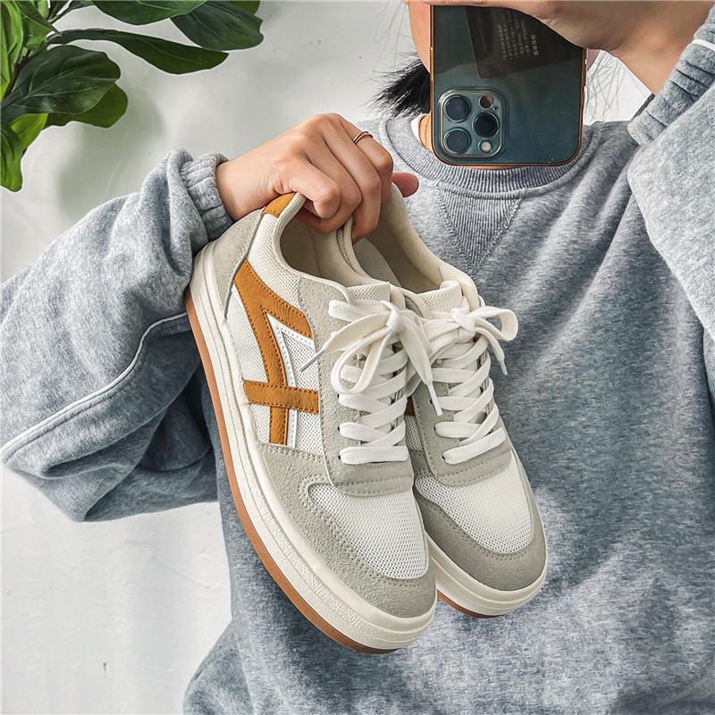 

Men s shoes trendy shoes ins niche design mesh breathable big head low top board shoes Japanese versatile sports and leisure shoes 44 коричневий