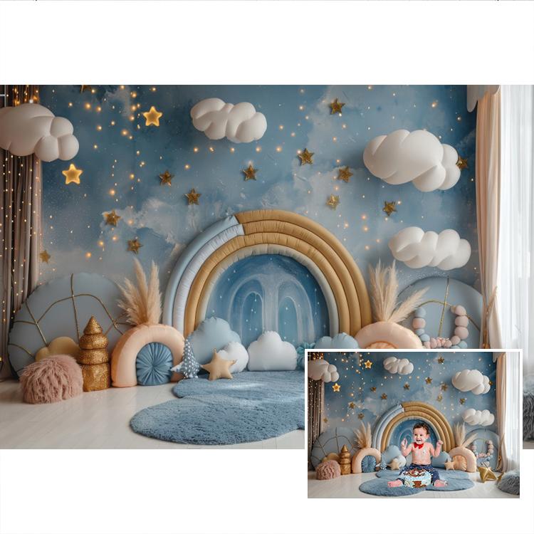 3D Balloons Rainbow Happy Birthday Photography Backdrop Colorful Girl Boy Birthday Party Baby Shower Decor Photozone Background