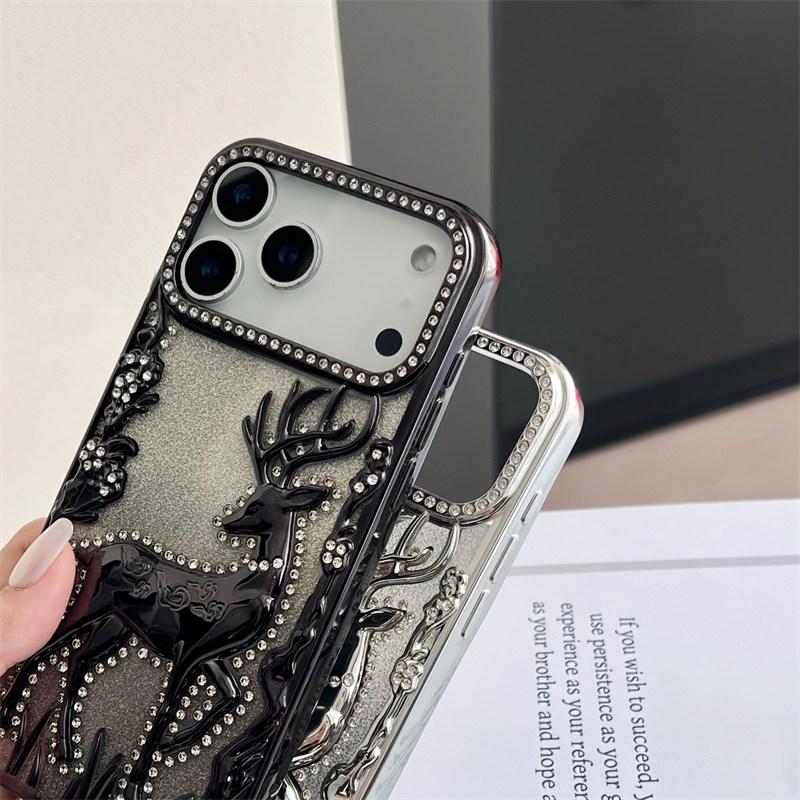 Luxury Electroplated Rhinestones Bling Case For iPhone 17 16 15 14 13 12 Pro Max 17Air Glitter Soft Cover For iPhone 17 Pro Max