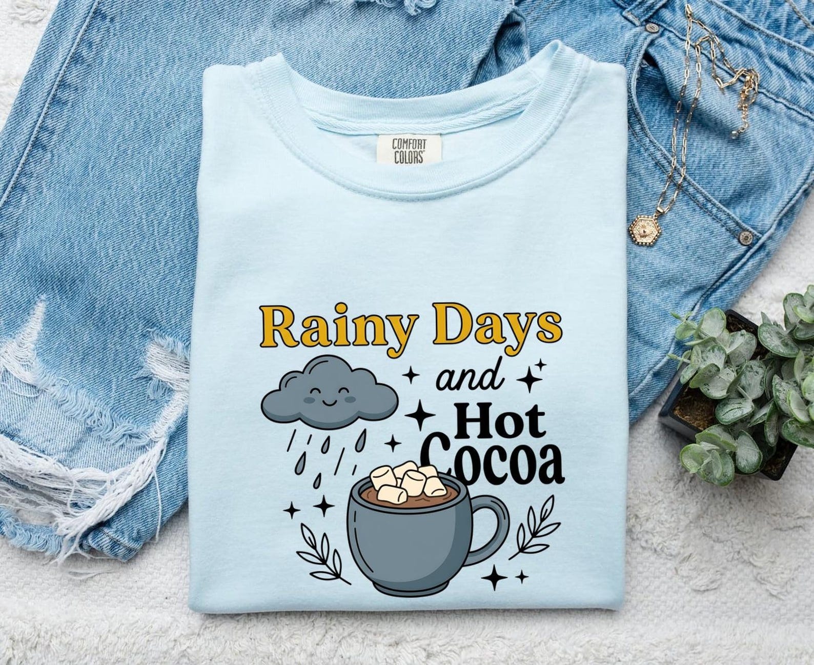 Hot Cocoa Mug Shirt Coffee Cozy Gift Women Cute Tee Mug T-Shirt Coffee Fan Cute Tshirt Hygge Graphic Hand Drawn Smiling Cloud Tshirt M