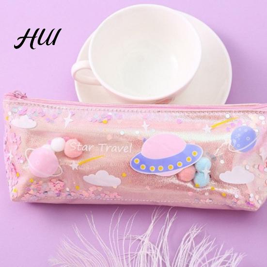 Cute Pencil Bag Case Rectangular Waterproof Stationery with Multiple Compartments Soft Pouch for Pens Erasers Rulers School Office Supplies Holder