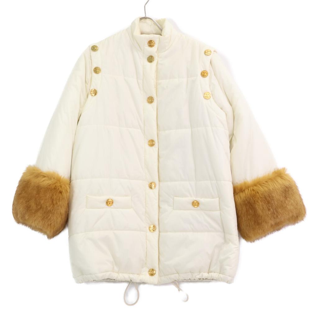 GUCCI 609338 20AW 2WAY Padded Coat with Faux Fur Sleeves coat 36 whiteUsed