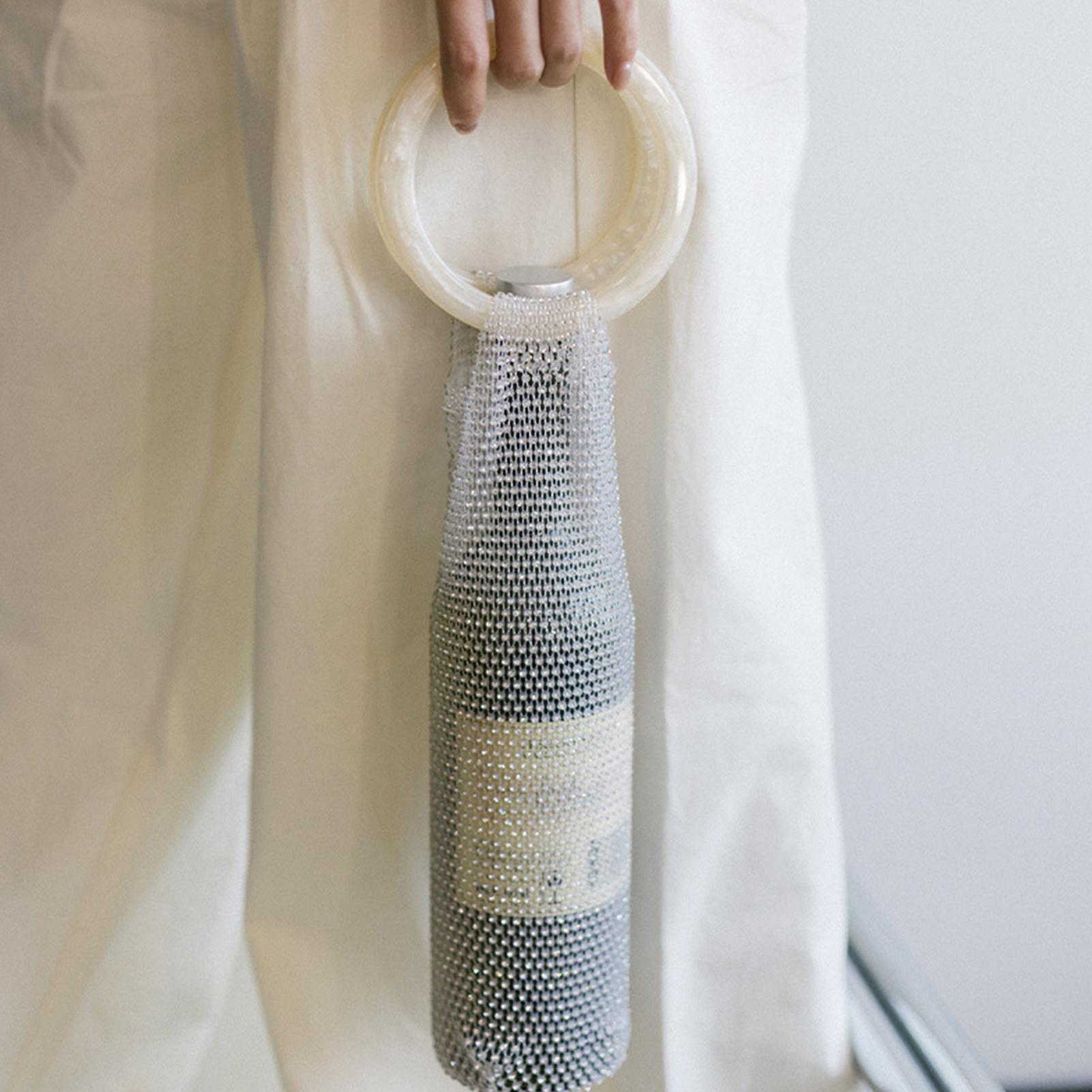 

rhinestone wine bottle bag with Elastic Net Reusable Shiny Rhinestones Wine Bag Holiday Bling Bling Wine Bottle Gift Bags CHINA