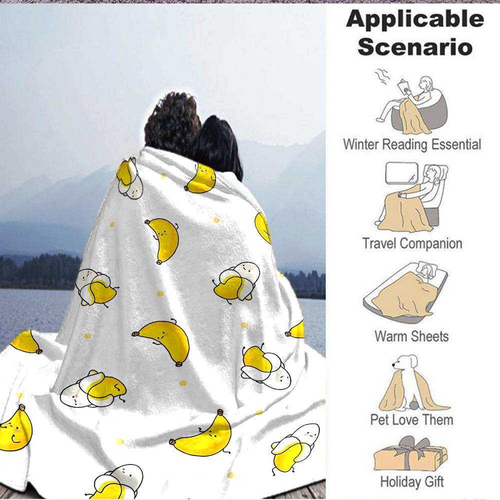 1pc Cute Banana Design Blanket Warm, Cozy, And Soft, Suitable for Sofas, Beds, Cars, And Office Use.Perfect for Camping And Travel, Making It a Great