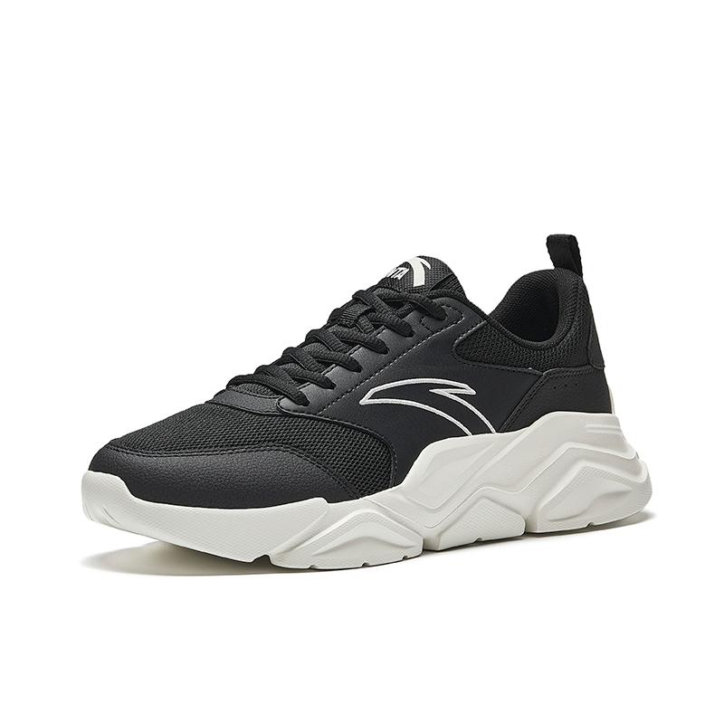 Anta Lifestyle Series Comfortable Durable Breathable Low-Top Casual Shoes Men sneaker Black White 912538828-1