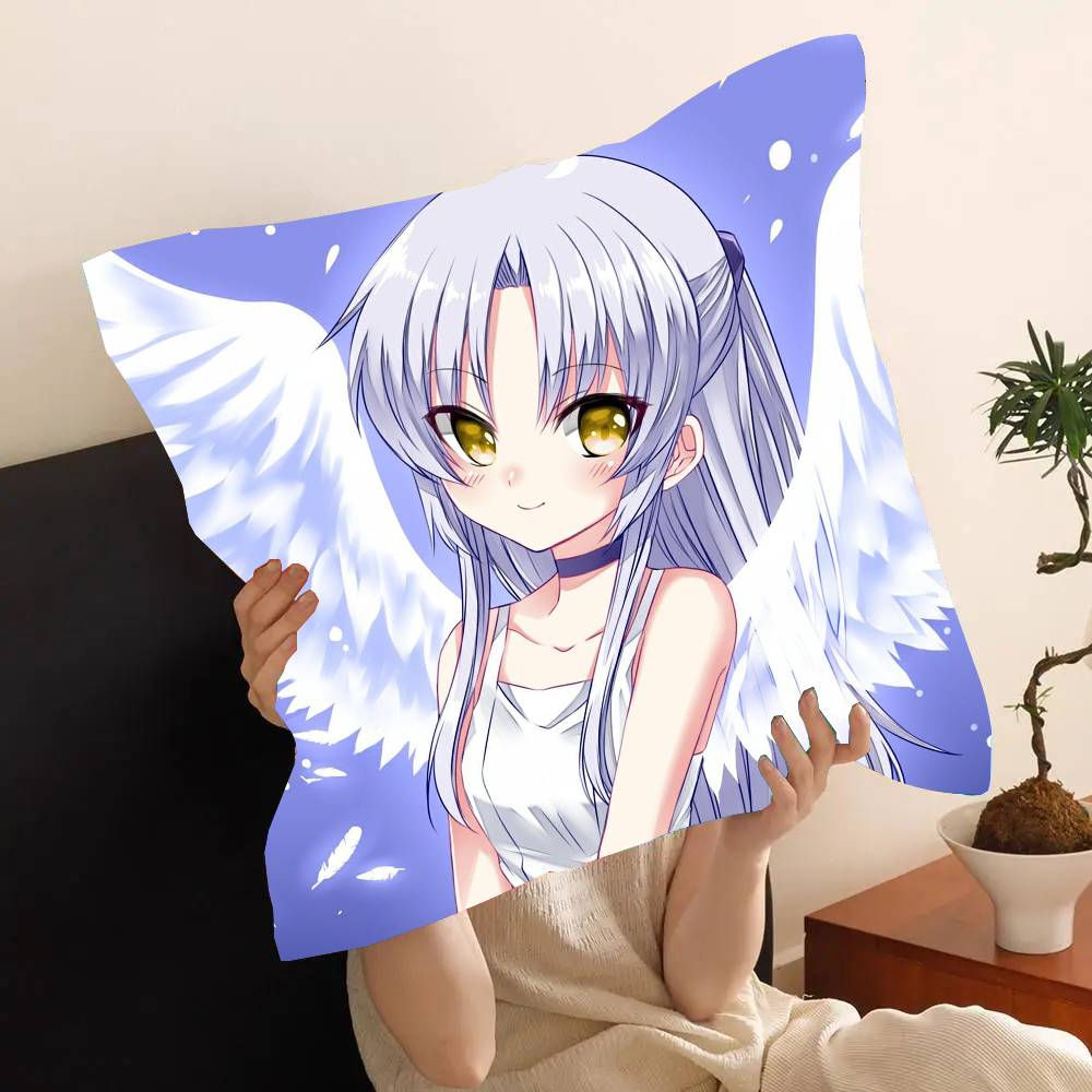 Tachibana Kanade Anime A-Angel Beats Pillow Case Fashion Square Pillowcase Bedroom Sofa Room Ins Decoration Leisure