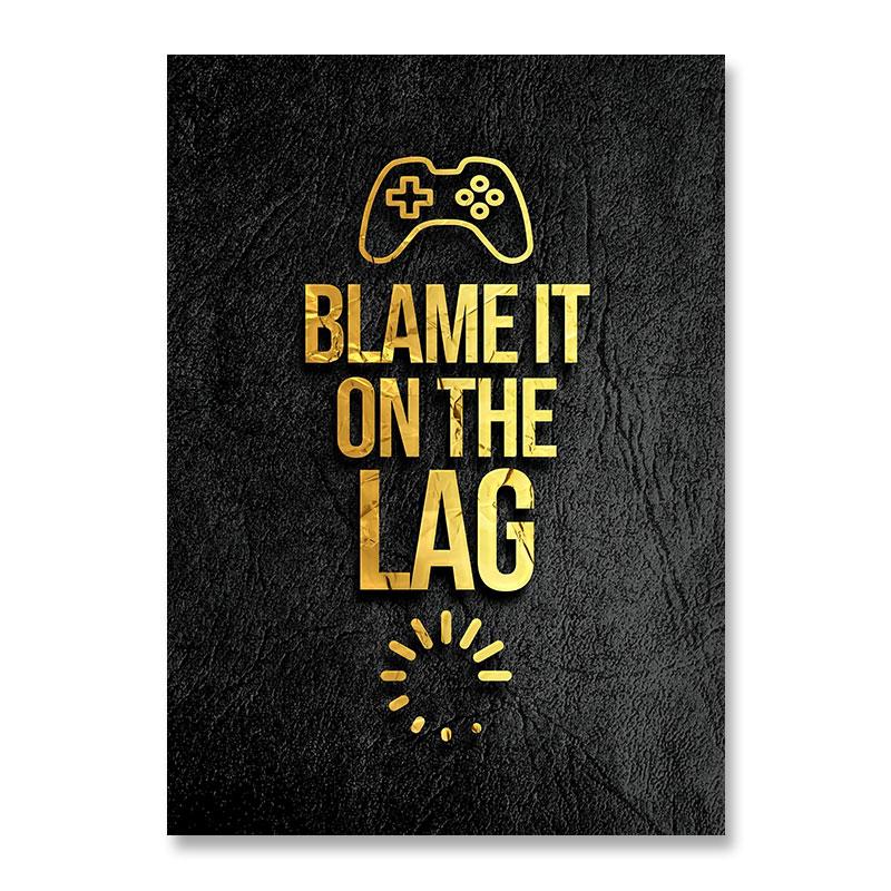 Modern Abstract Gaming Gamer Quotes Canvas Posters Black Golden Game Painting Wall Art for Living Room Kidsroom Decor Cuadros