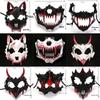 Halloween-Halbmaske: Schwarzer Tiger Yaksha Tengu Werwolf Cosplay