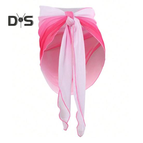 Beach Sheer Cover Up Skirt Gradient Color Chiffon Bikini Wrap Versatile Scarf Swimwear Shawl Sunscreen Cover Up