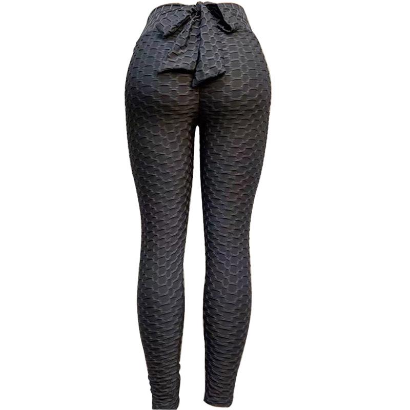 Cross-Waist Jacquard High-Waisted Butt-Lifting Yoga Pants