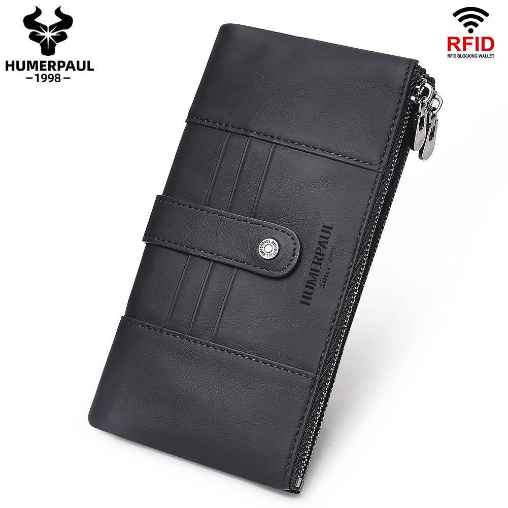 Humerpaul Women Leather Wallet Hand-held Wallet Large-capacity Multi-function First-layer Cowhide Wallet Folding Coin Purse