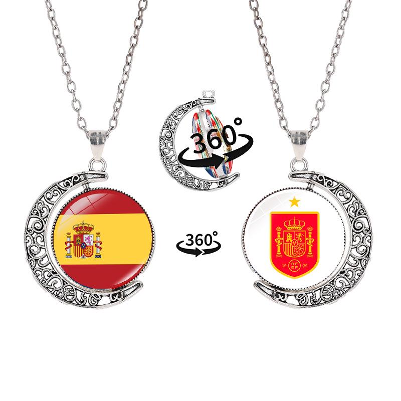 

2026 World Cup Flag Emblem Double-Sided Crescent Pendant Necklace