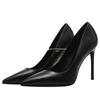 Scarpe con Tacco Alto Stiletto a Punta in Vera Pelle Nera da Donna - Versatili Scarpe Professionali da Lavoro Primaverili
