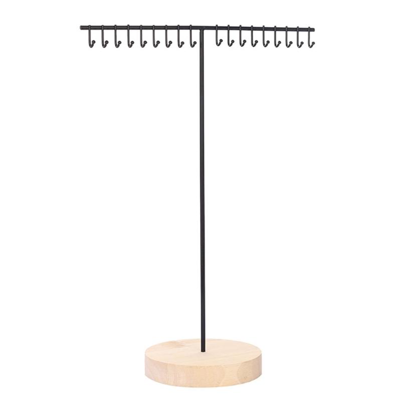 Elegant Iron Necklace Display Holder Effective Iron Necklace Holder with Wood Base Sturdy Jewelry Display Stand Rack