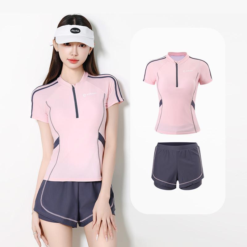 

Спортивный подростковый купальник-двойка в корейском стиле L розовый