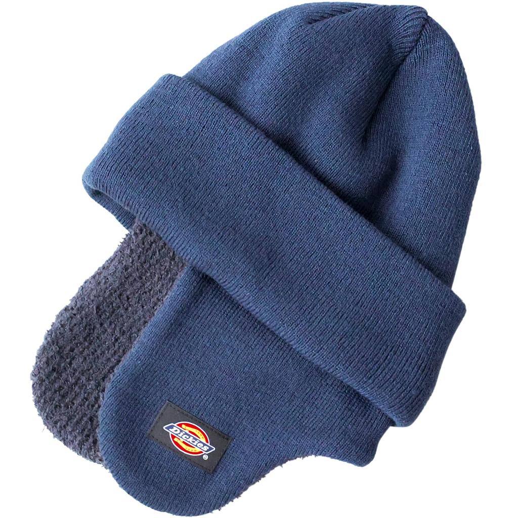 Dickies Earflap Knit Cap Flight-Style Navy Free Size (Head 57–59 cm)