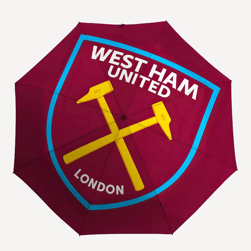 West Ham United, Football Club Automatic Opening and Closing, 8 Rib Structure Portable Umbrella, Suitable for Men and Women In All Seasons