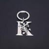 Stainless Steel Alphabet Flower Cutout Keychain Pendant