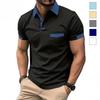Herren Mode T-Shirt: Taschen-Polohemd in Colorblocking-Optik – Neues Sportoberteil im entspannten Schnitt