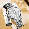 Binbang Men's Waterproof Quartz Watch with Luminous Dial, Rhinestone Accents, Dual Calendar, and Steel Strap.
