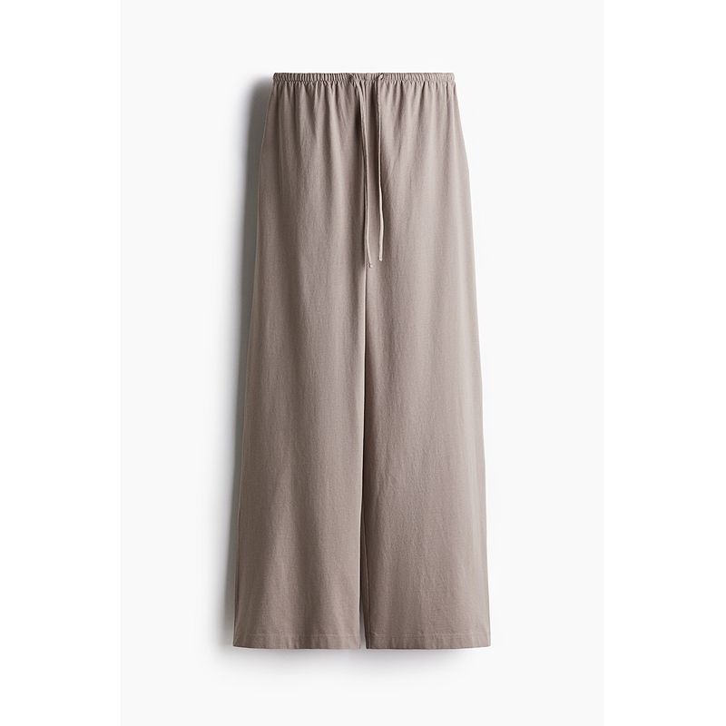 

HM Women s Clothes Casual Pants 2025 Fall New Arrival Cotton Straight-leg Loose Casual Drawstring Design Pants 1270859 Beige 160/72