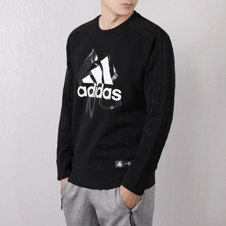 Adidas Crew Neck Pullover Sweatshirt Men Tops Black EA2107