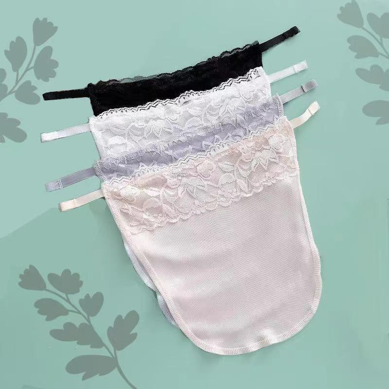 New Silk Tube Bra With Elastic Band Women Easy Clip-on Lace Solid Color Mock Camisole Insert Wrapped Chest Tube Tops Fake Collar