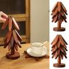 Wood Christmas Tree Teapot Coaster Wooden Tree Trivets Folding Heat Resistant Tabletop Protection Hot Pot Coaster Home Decor