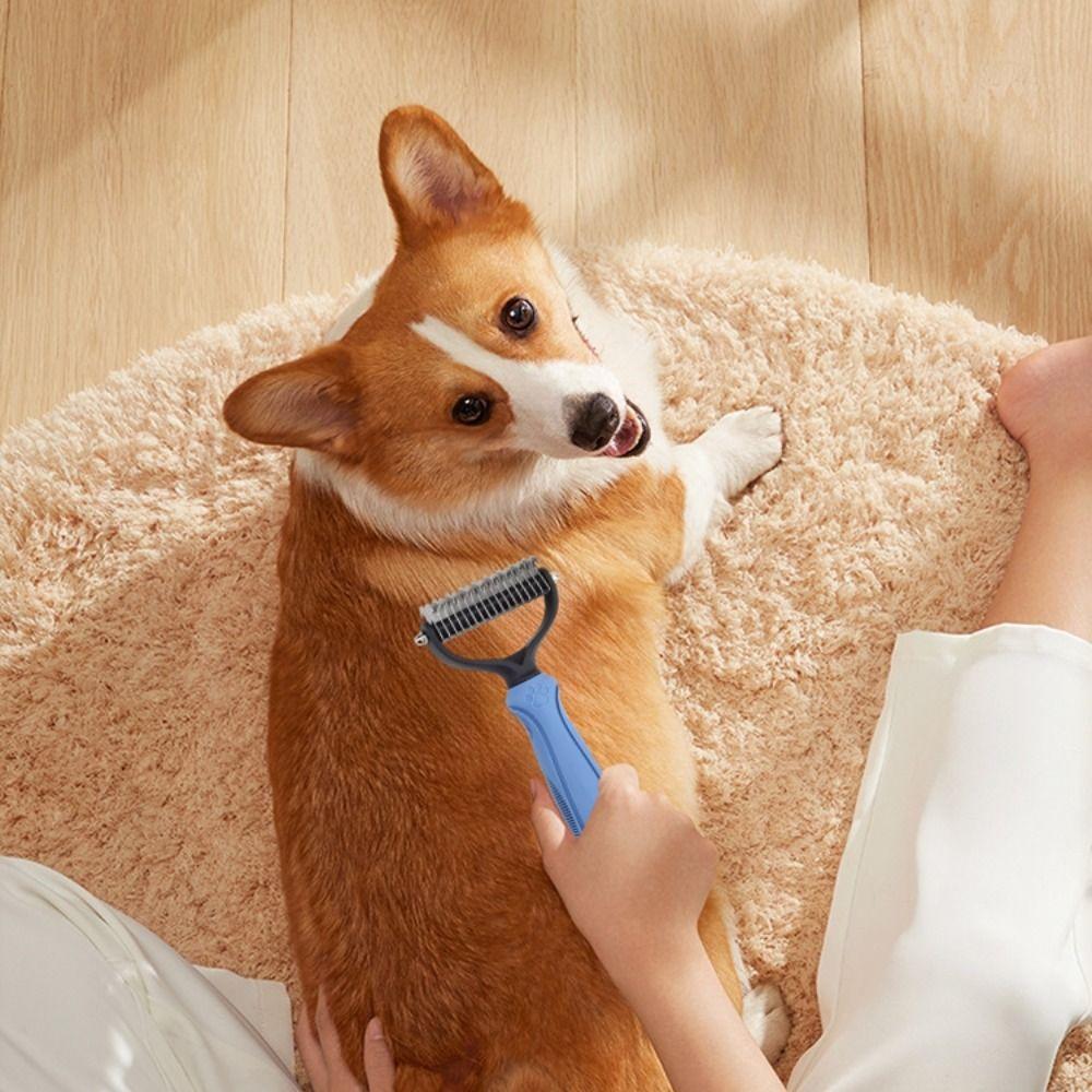 Anti Slip Handle Dog Fur Remover 2 Sided Pet Grooming Tools Portable Puppy Hair Comb Home Use