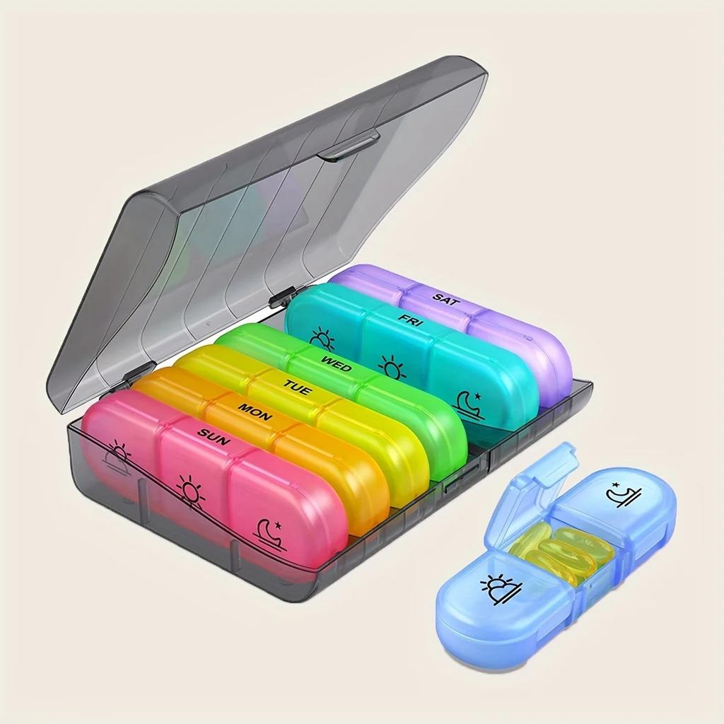 1PC Weekly Pill Box Morning, Noon and Night 7 Days 21 Compartments Large Capacity Pill Box Medicines Portable Plastic Dividers