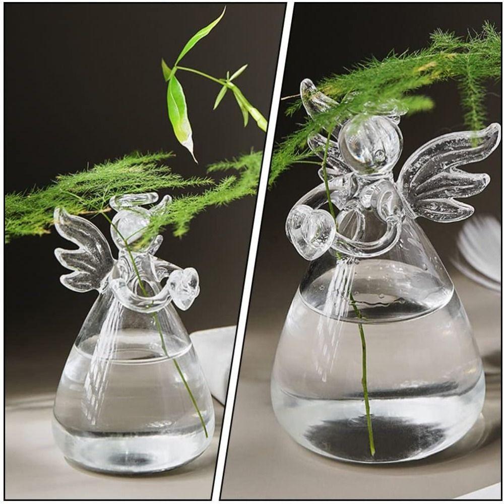 Angel Shape Hydroponic Container DIY Plant Wall Mounted Vase Transparent Angel Vase  Office
