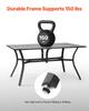 Outdoor Patio Dining Table, 150cm Long Rectangular Metal Steel Slat Backyard Bistro Tables for 4-6, with 38mm Umbrella Hole, All-Weather Large