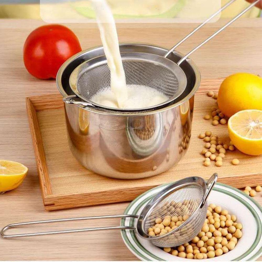 Stainless Steel Colander Soy Milk Filter Noodle Scoop Flour Sieve Kitchen Oil Soy Milk Filter Baking Tool Filter Sieve Oil Leak Spoon Net Colander