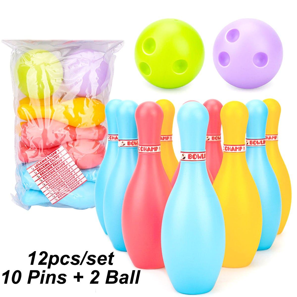 

Bowling Set Includes 10 Pins and 2 Balls Plastic Bowling Ball Toys for Home Outdoor Sports Halloween and Christmas Gifts ZSY