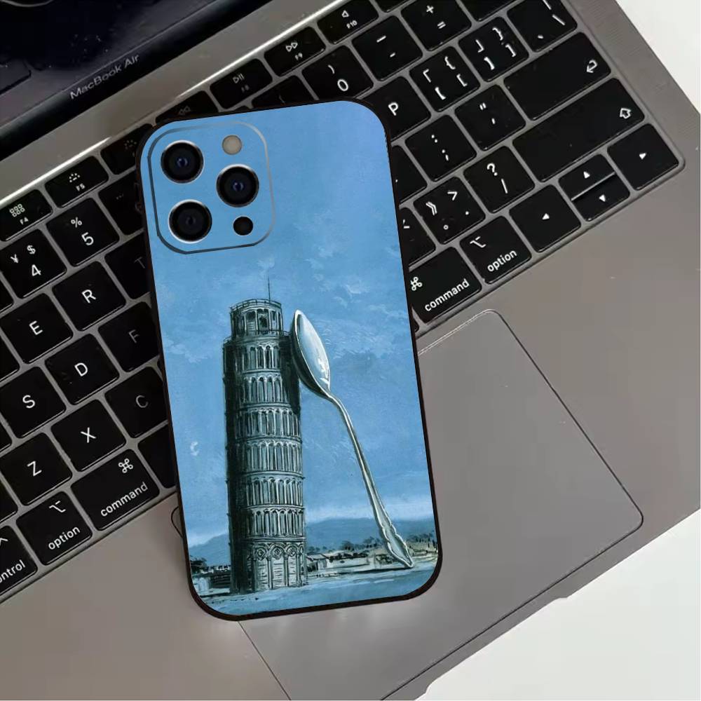 

R-Rene M-Magritte Art Phone Case For iPhone 17,16,15,14,13,12,11 Plus,Pro Max,XS,Soft Silicone Black Cover iPhone15pro