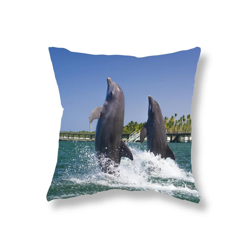Living Room Sofa Car Cushion Cover Luxury Home Decoration Pillow Cover Cute Dolphin Marine Life Pillow Cover