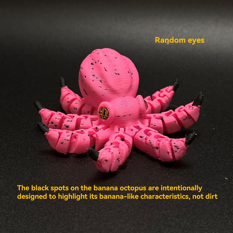 1pc Banana-Inspired Jointed Octopus Car Dashboard Ornament Sculpture, Colorful Car Ornament Collectible, Unique Banana Design