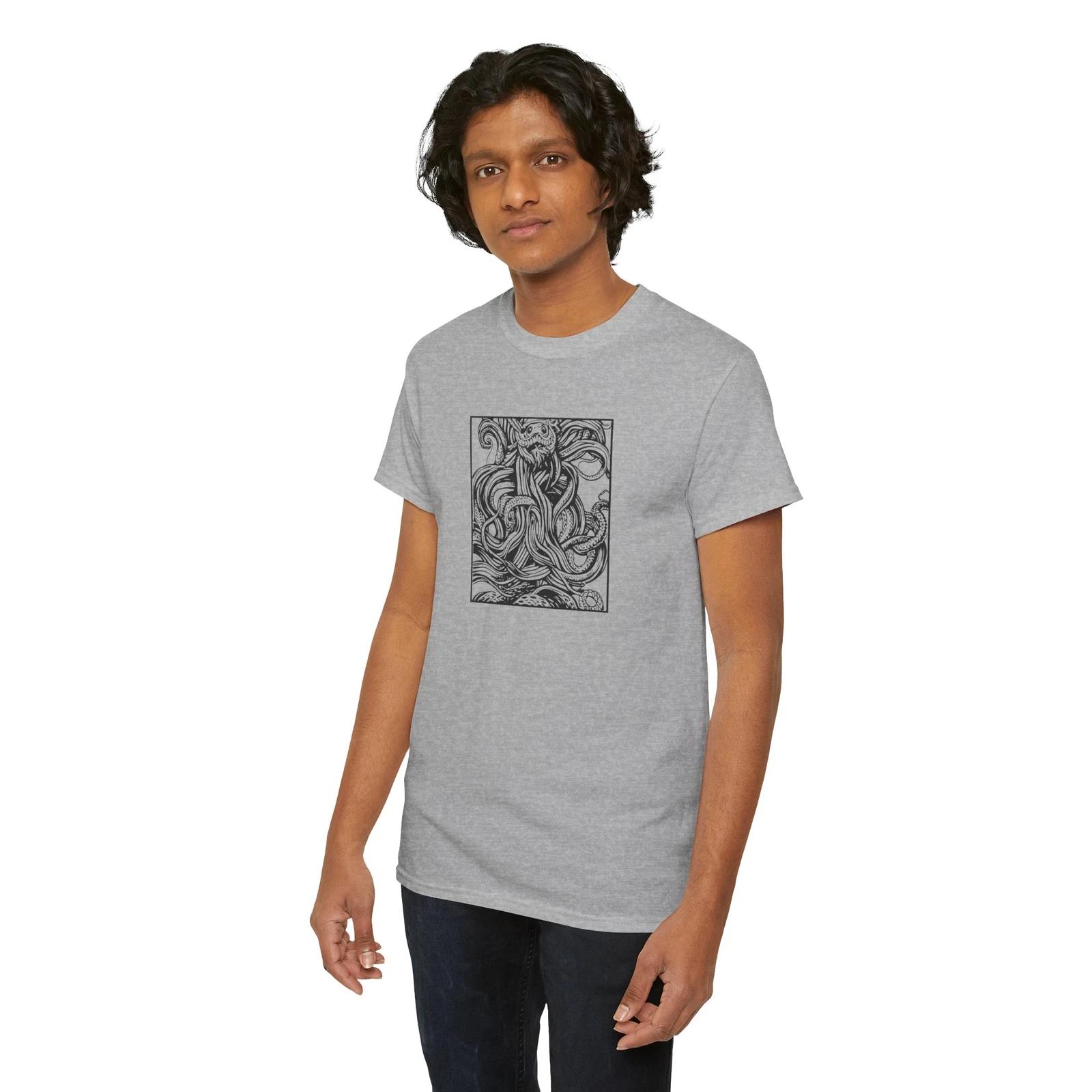 

Kraken Monster Line Art Tattoo Cryptozoology T-Shirt | Cryptid Shirt 2XL