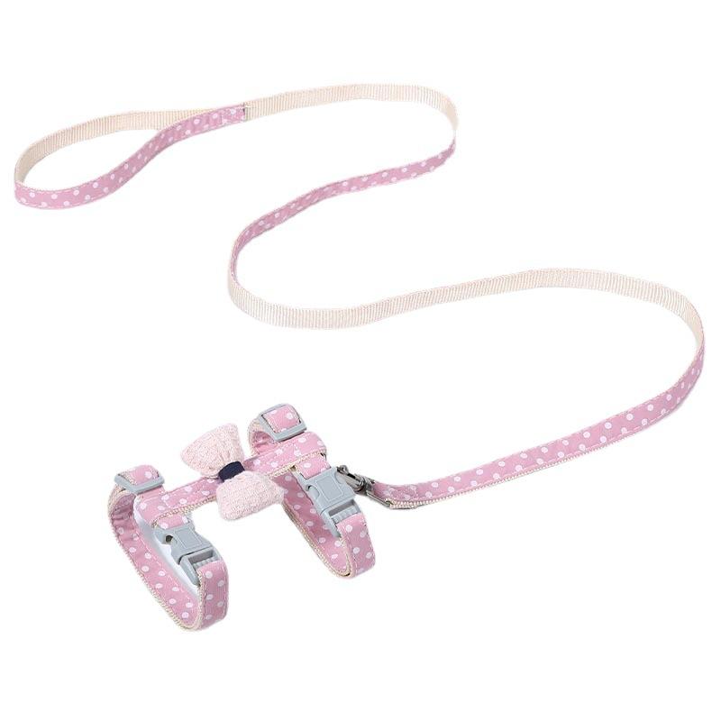 I-shaped traction rope spot Pippi Tao summer polka dot bow cat anti-break free pet going out cat