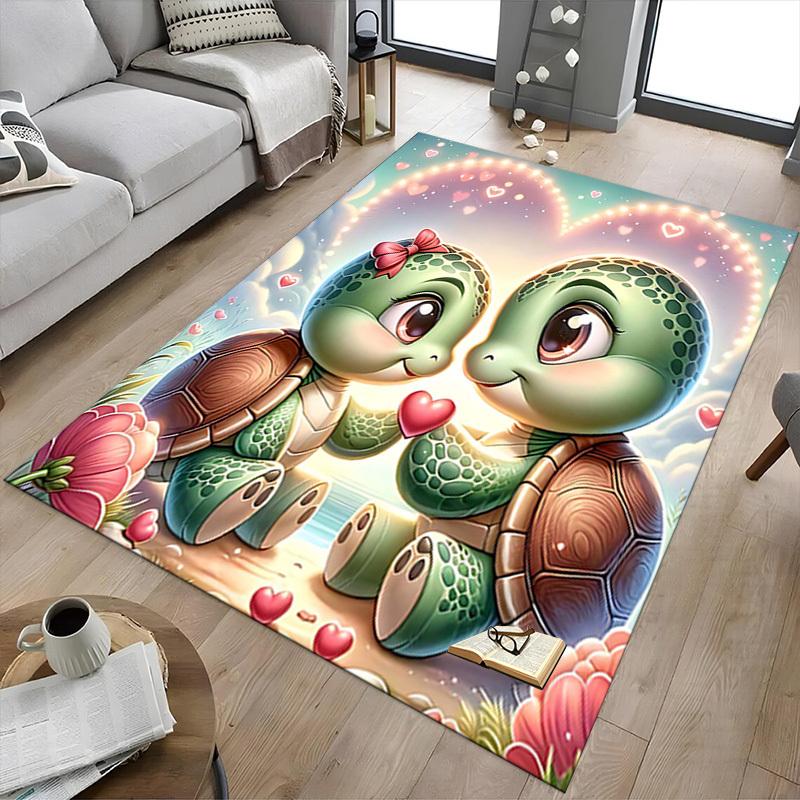 1PC Turtles Love Non-Slip Floor Carpet, Office, Family, Bedroom, Studio - Large Area Rug, Decorative Mat, Longlasting Material-C0419