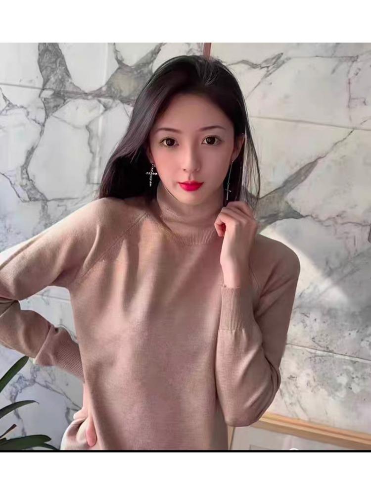 Maglioni da donna, casual, a collo alto, a maniche lunghe, spessi e caldi, alla moda, coreani, con fondo in maglia, maglioni di base