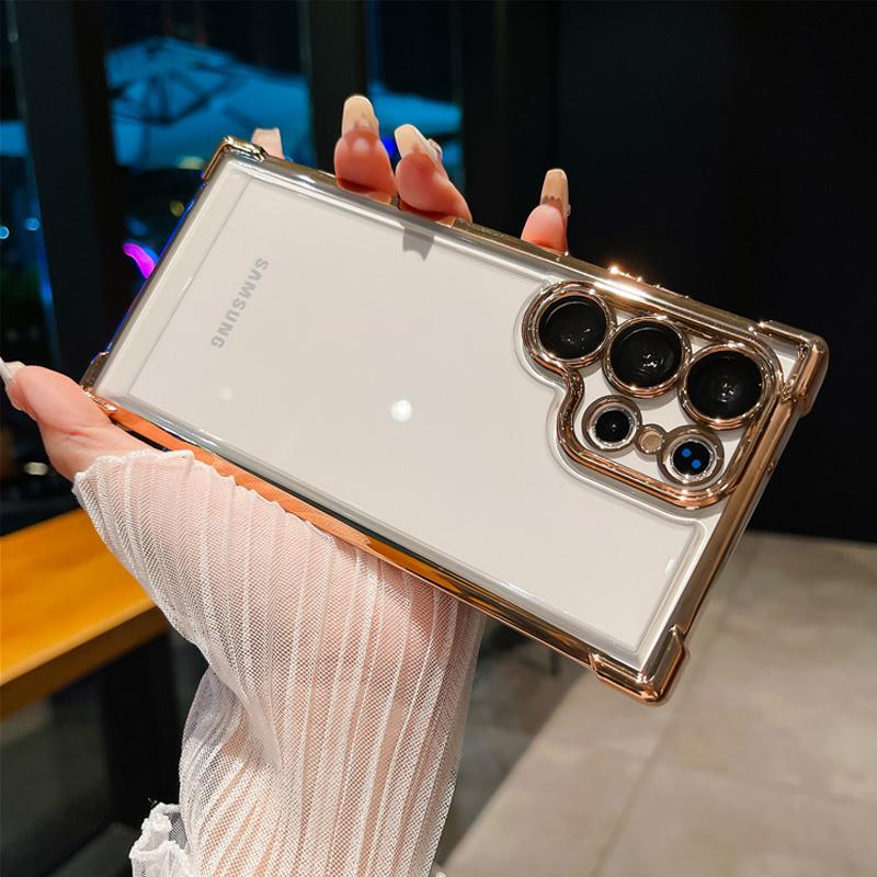 Beschichtung Transparent Klar Stoßfest Abdeckung Kamera Objektiv Volle Schutzhülle Handy Zurück Fall für Samsung