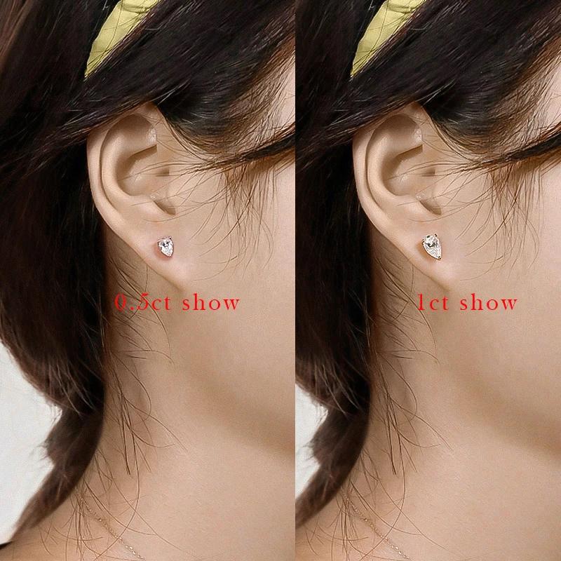 Smyoue 0.5CT 1CT Pear Cut Certified Moissanite Stud Earrings for Women 100% 925 Silver Plated 18k Gold Wedding Jewelry
