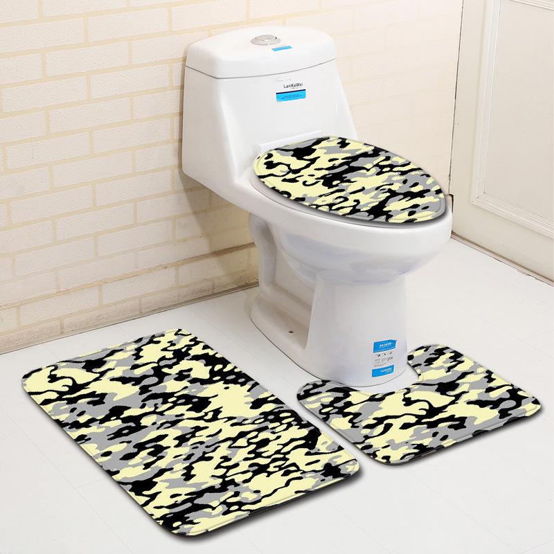

Camouflage Bathroom Toilet Three-Piece Floor Mat Doormat Bathroom Carpet 45*75cm
