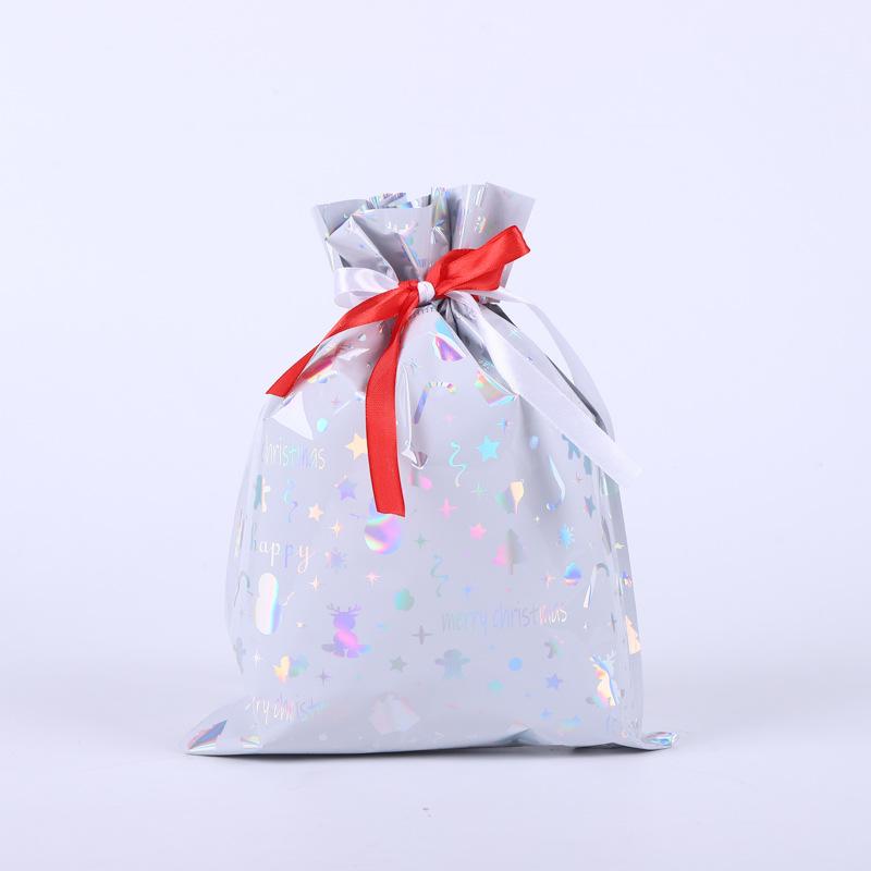 50pcs Christmas Creative Gift Bags Kindergarten Children's Drawstring Aluminum Foil Packaging Bag Gift Candy Storage Bags