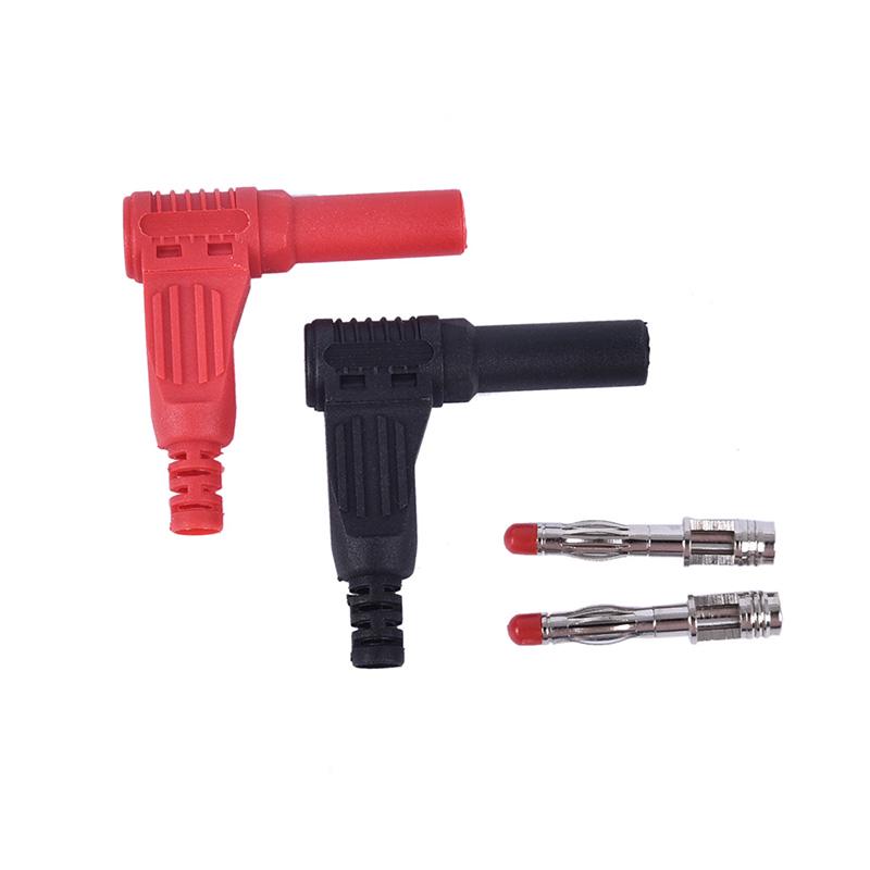 

New 1pair 4mm Male Right Angle Insulation Wire Solder Type DIY Banana Plug Connector