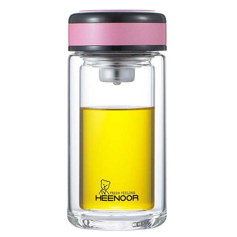 HEENOOR Double-Layer Portable Glass Cup
