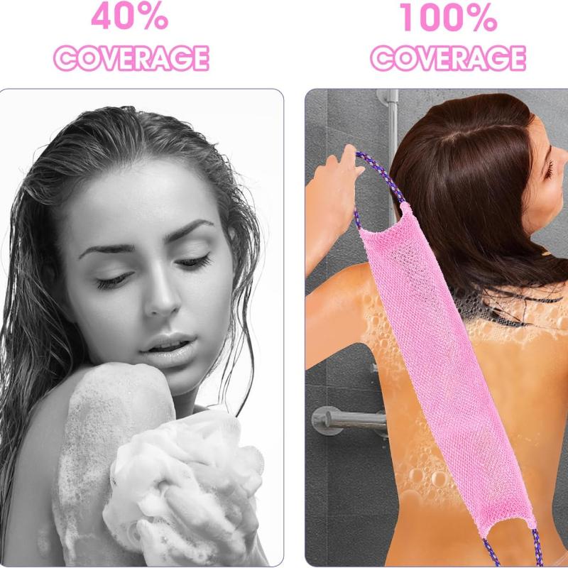 African Exfoliating Bath Net Set of 2,Extra Long Back Scrubber - Deep Cleansing Body Scrub for Shower,Exfoliator for Men & Women